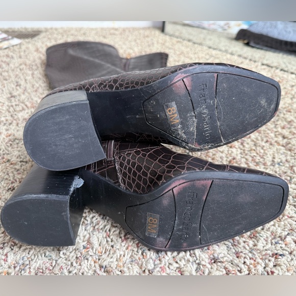 Franco Sarto Dark Brown Croc-Embossed Knee High Boots - Picture 5 of 5